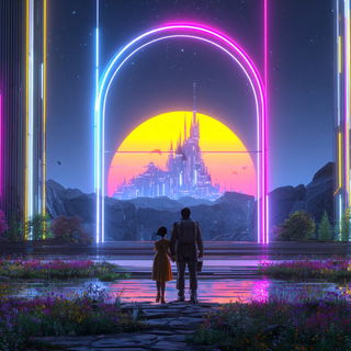 Neonhortic style, Midjourney V7: retro fairy-tale illustration