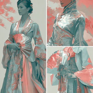Larimar Driftpainting style, Midjourney V7: haute-couture fashion outfit