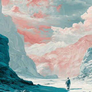 Larimar Driftpainting style, Midjourney V7: cinematic shot from sci-fi movie