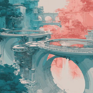 Larimar Driftpainting style, Midjourney V7: technical infrastructure blueprint schematics