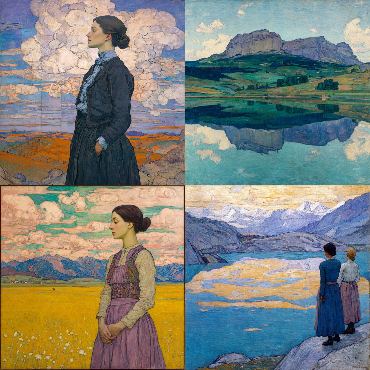Ferdinand Hodler style, Midjourney V7, render 1 of 4