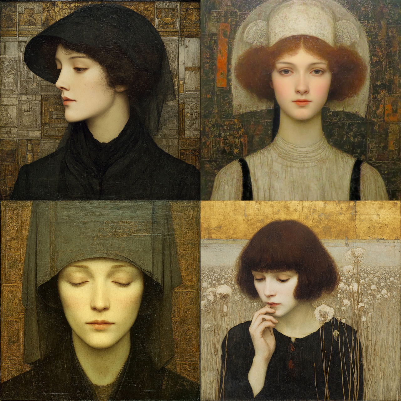 Fernand Khnopff style, Midjourney V7, render 1 of 4