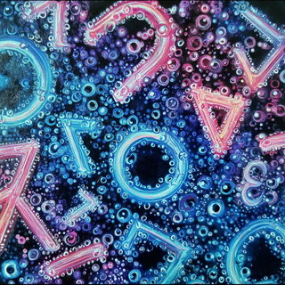 Vortecel style, Midjourney V7: typographic composition with large letters