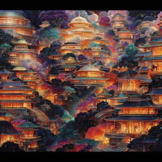 Floragraph style, Midjourney V7: megacity with futuristic bioarchitecture