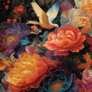 Floragraph style, Midjourney V7: traditional folk art