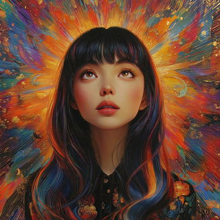 Floragraph style, Midjourney V7: photographic portrait of female protagonist