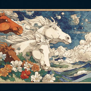 Ukiyo Dragoncut style, Midjourney V7: classical 18th-century oil painting