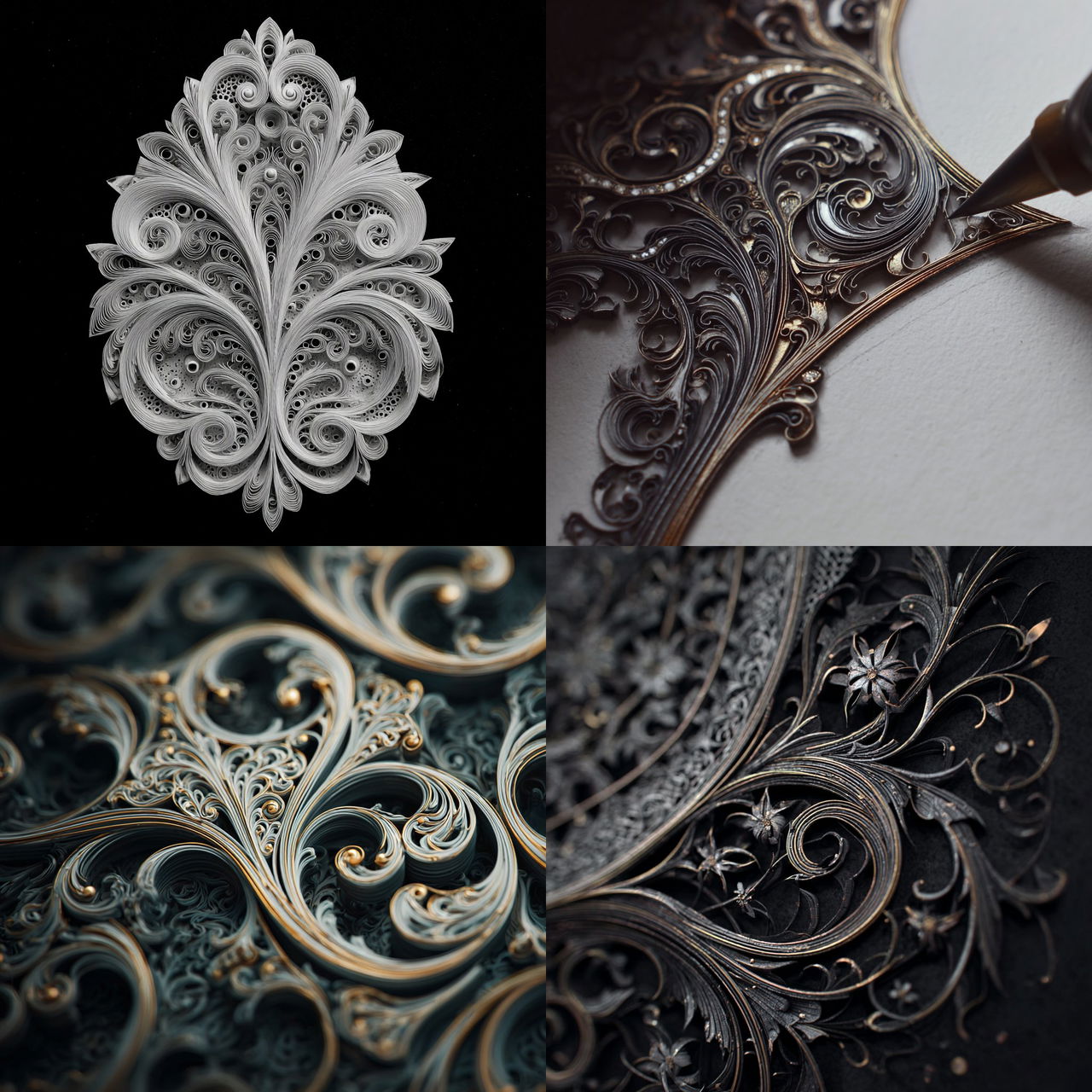 Filigree style, Midjourney V7, render 1 of 4