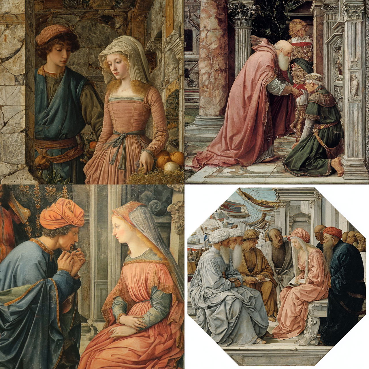 Filippino Lippi style, Midjourney V7, render 1 of 4