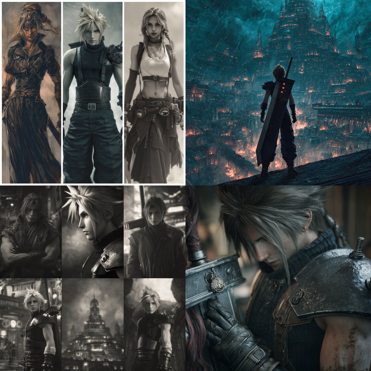 Final Fantasy VII style, Midjourney V7, render 1 of 4