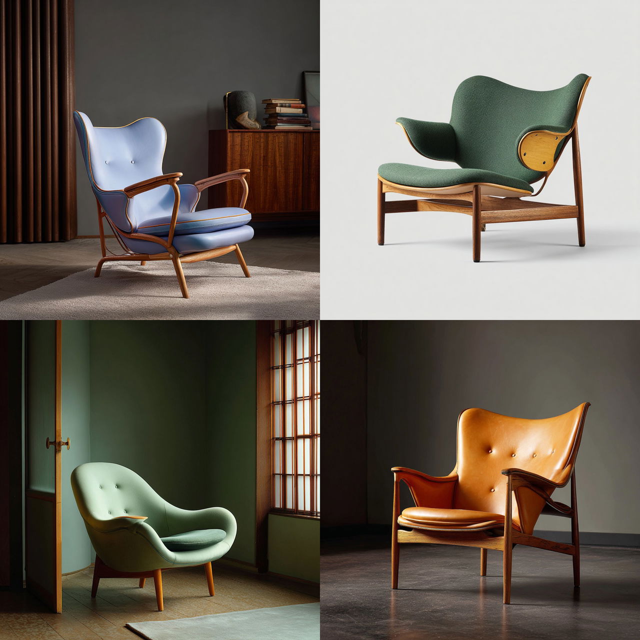 Finn Juhl style, Midjourney V7, render 1 of 4