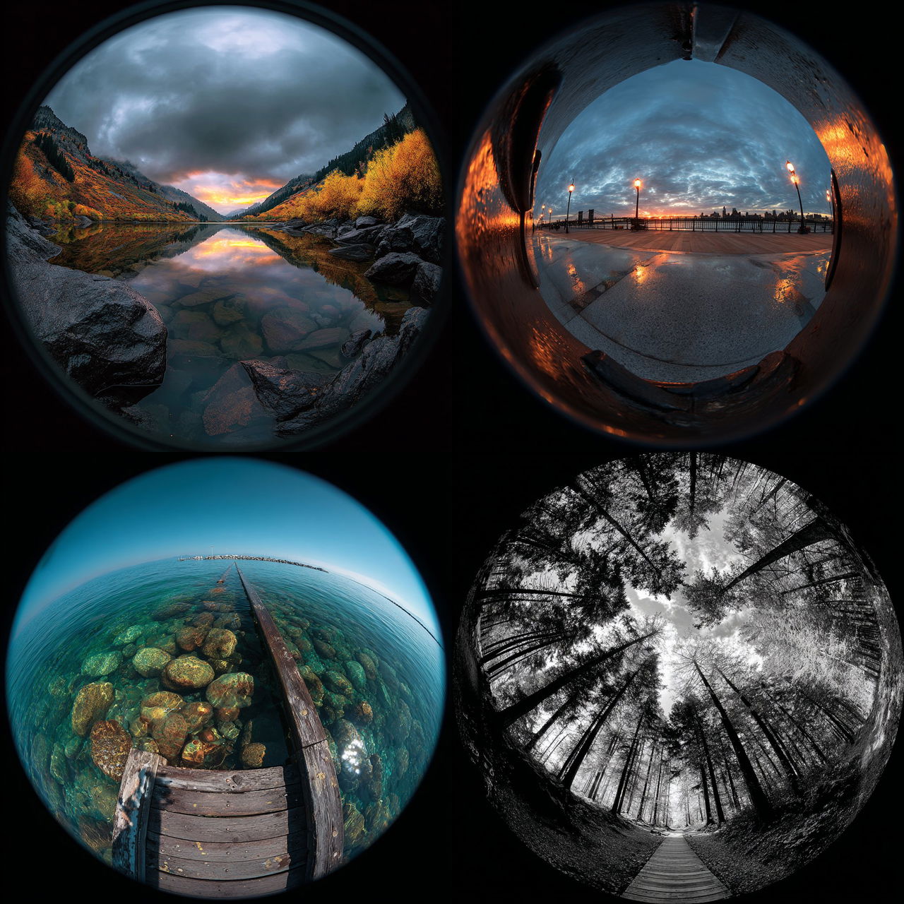 Fisheye lens style, Midjourney V7, render 1 of 4