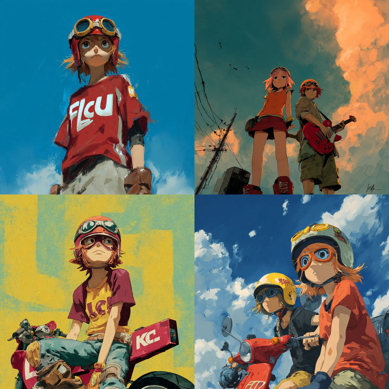 FLCL style, Midjourney V7, render 1 of 4