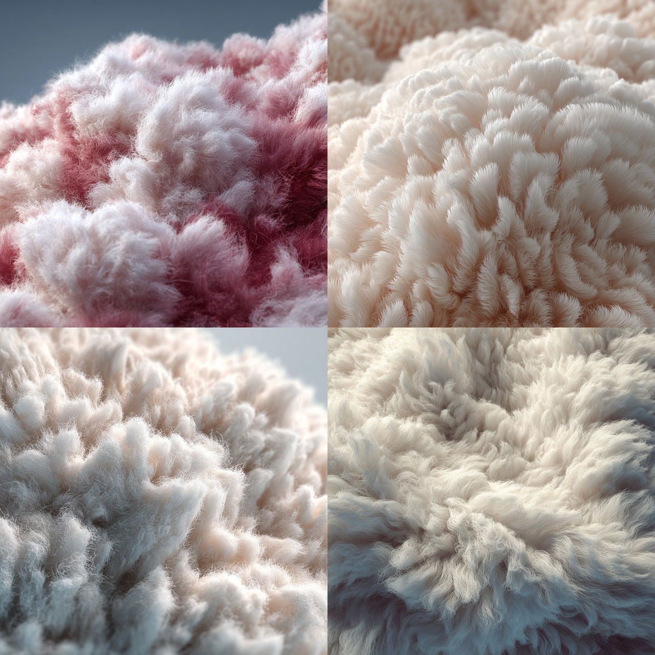 Fluffy texture style, Midjourney V7, render 1 of 4