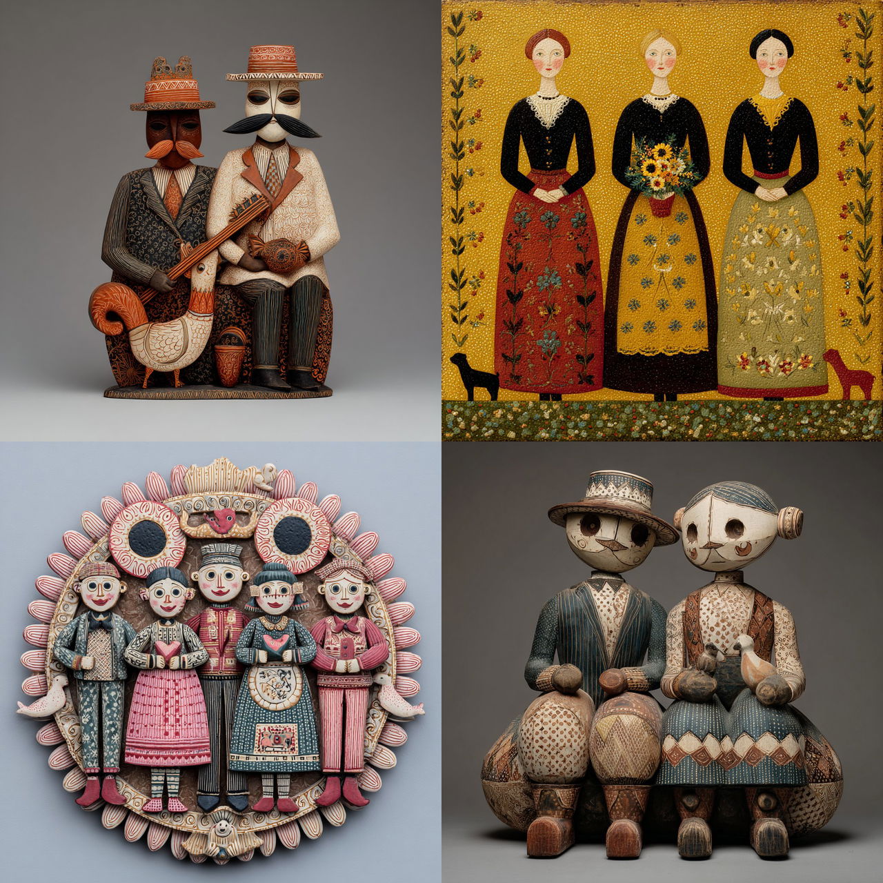 Folk art style, Midjourney V7, render 1 of 4