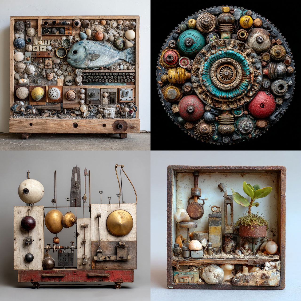 Found object art style, Midjourney V7, render 1 of 4