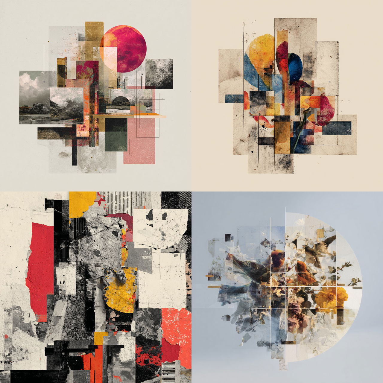 Fragmented composition style, Midjourney V7, render 1 of 4