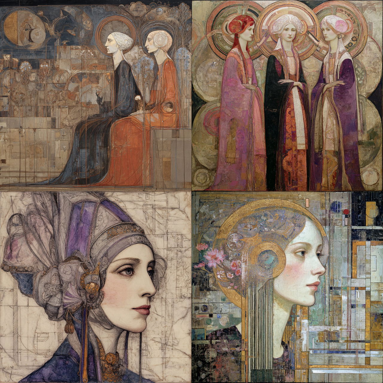 Frances MacDonald style, Midjourney V7, render 1 of 4