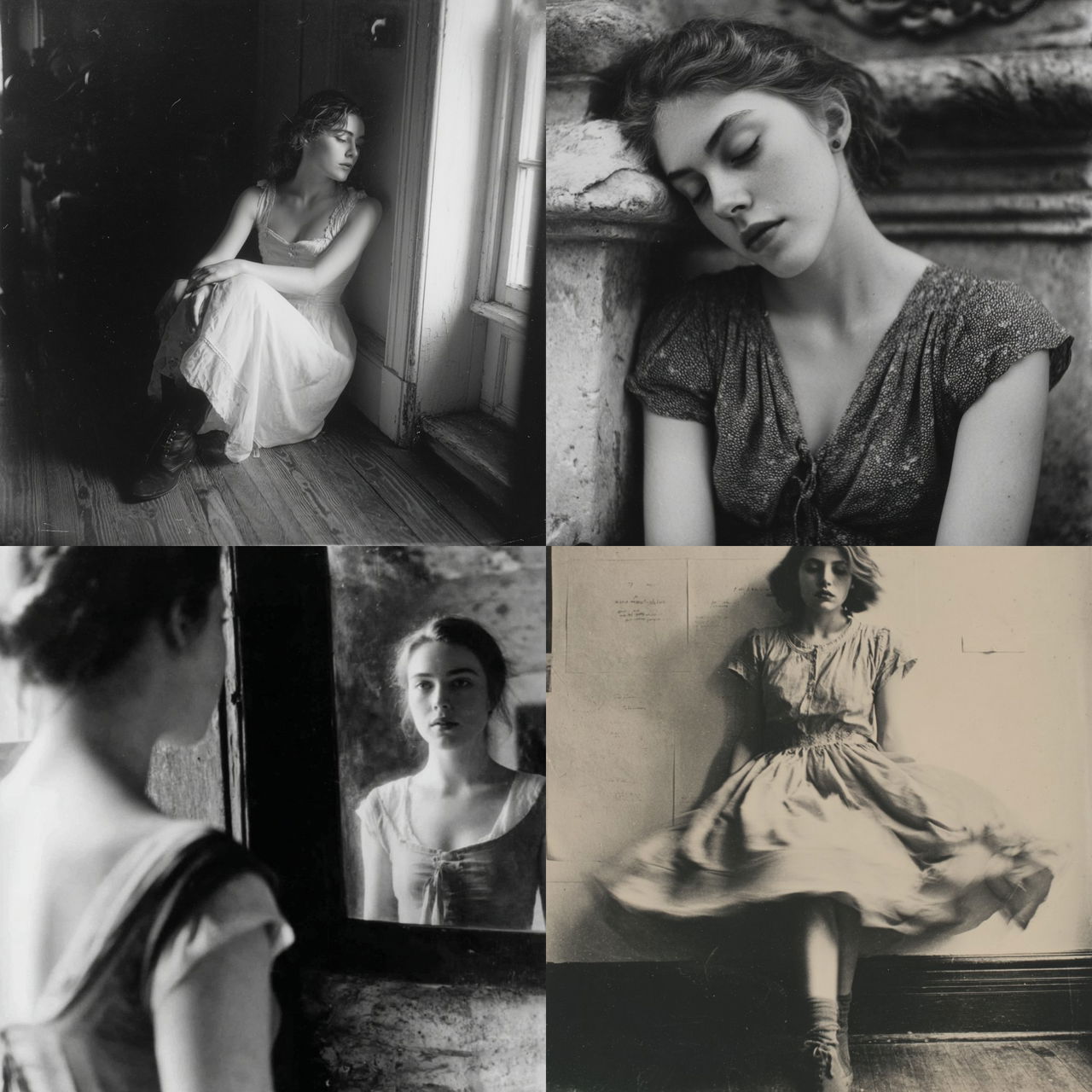Francesca Woodman style, Midjourney V7, render 1 of 4