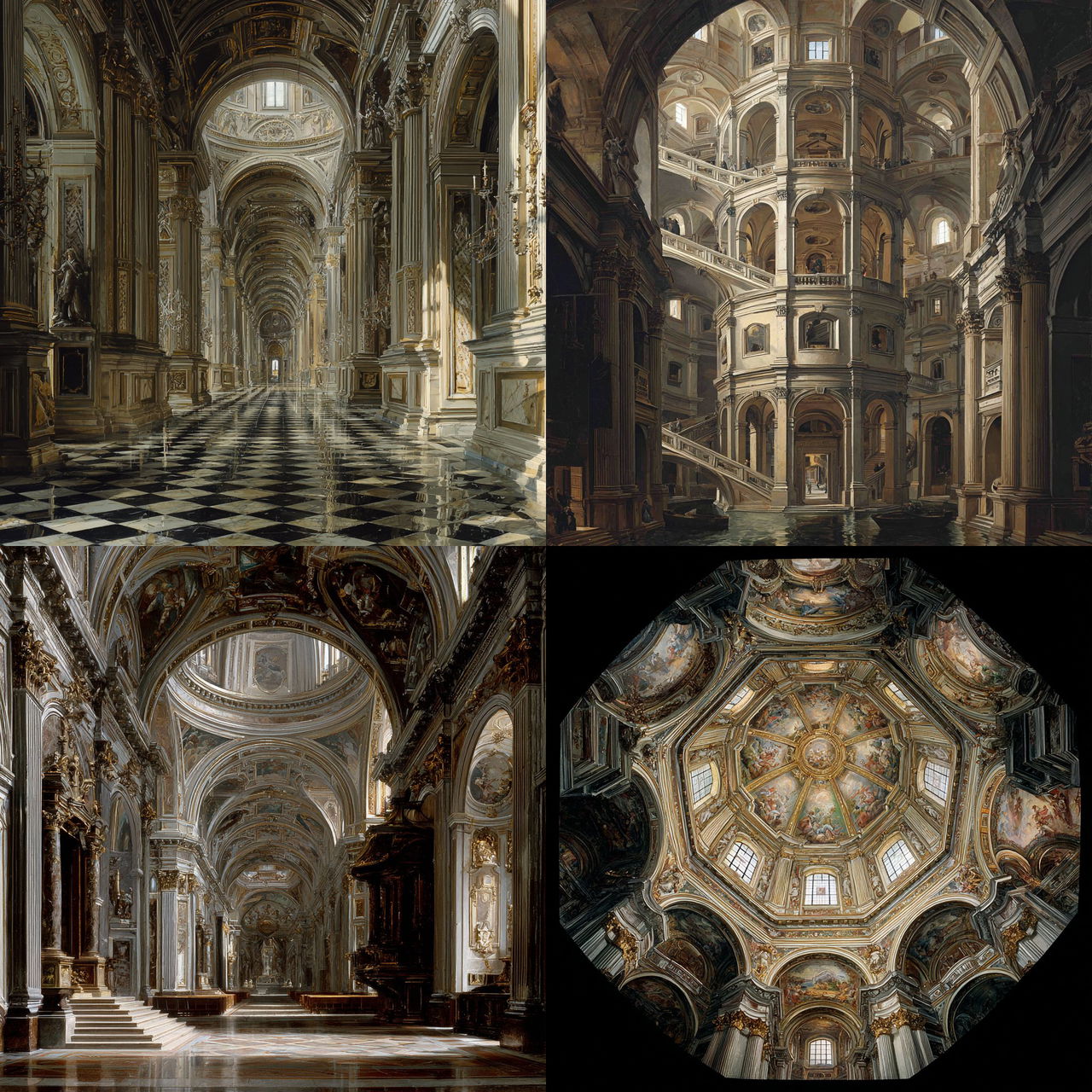 Francesco Borromini style, Midjourney V7, render 1 of 4
