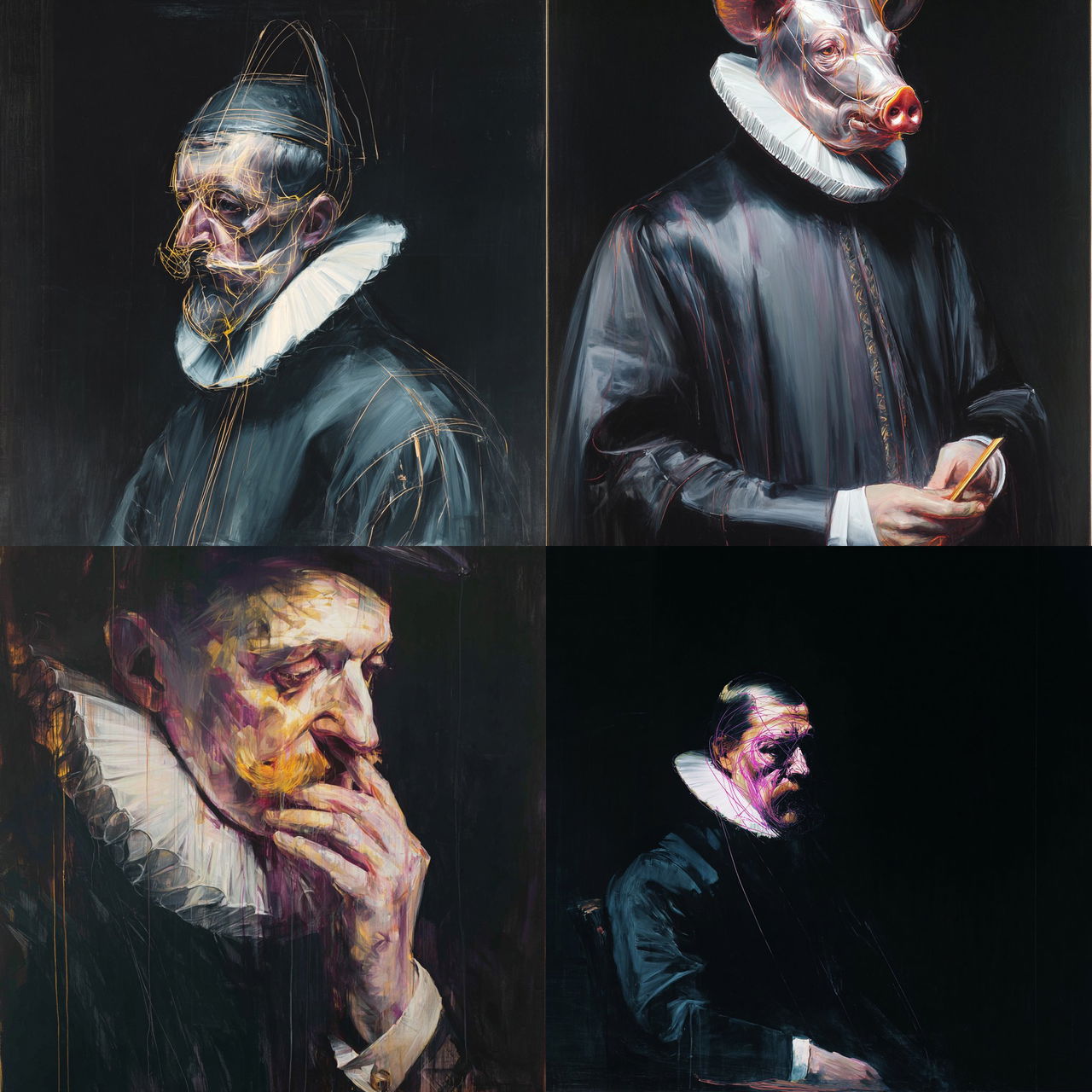 Francis Bacon style, Midjourney V7, render 1 of 4
