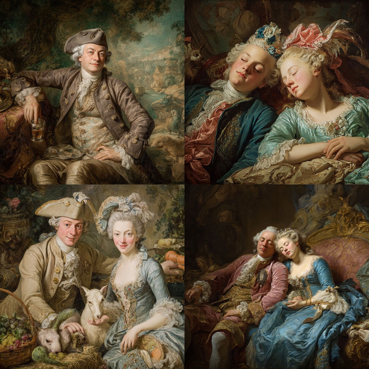 Francois Boucher style, Midjourney V7, render 1 of 4