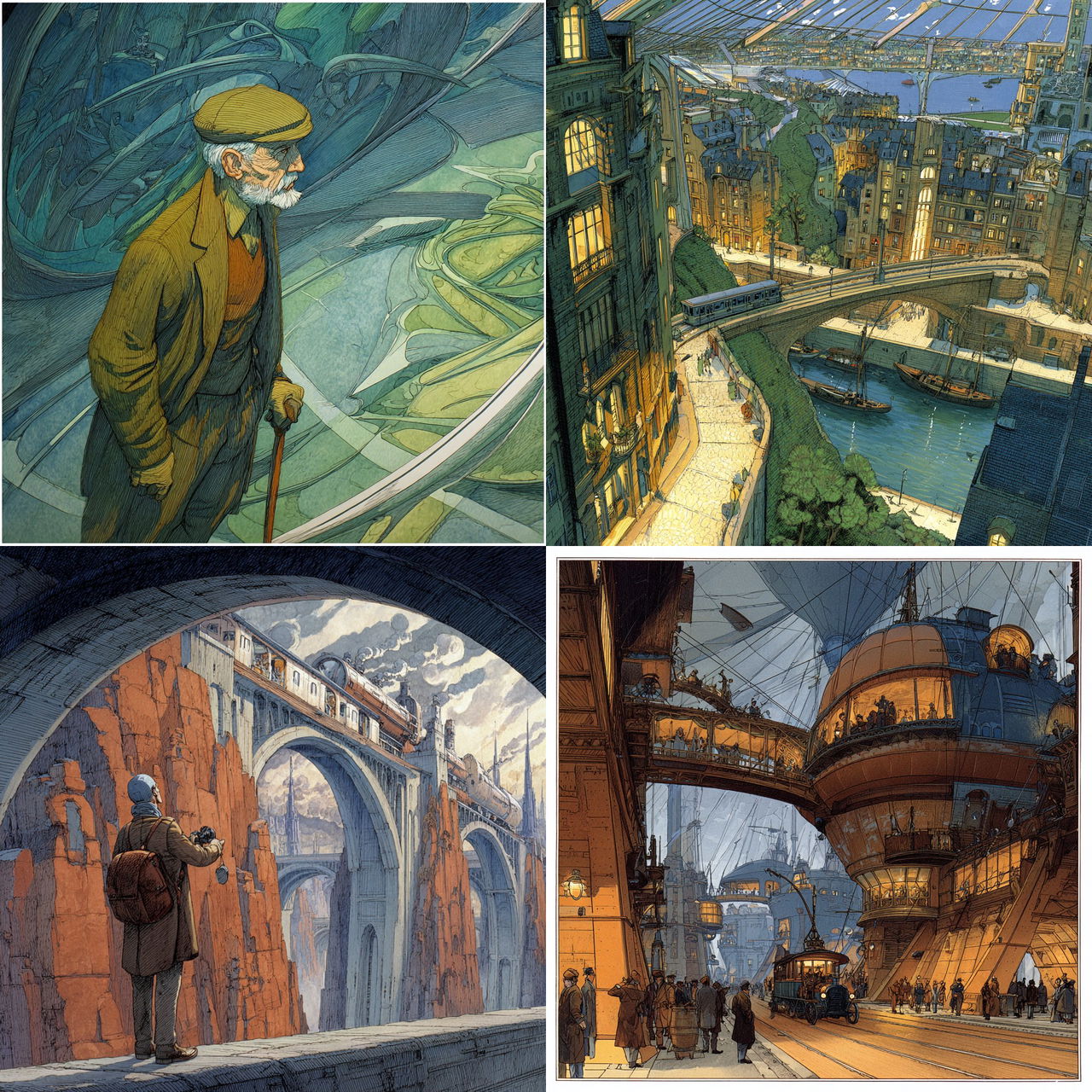 Francois Schuiten style, Midjourney V7, render 1 of 4