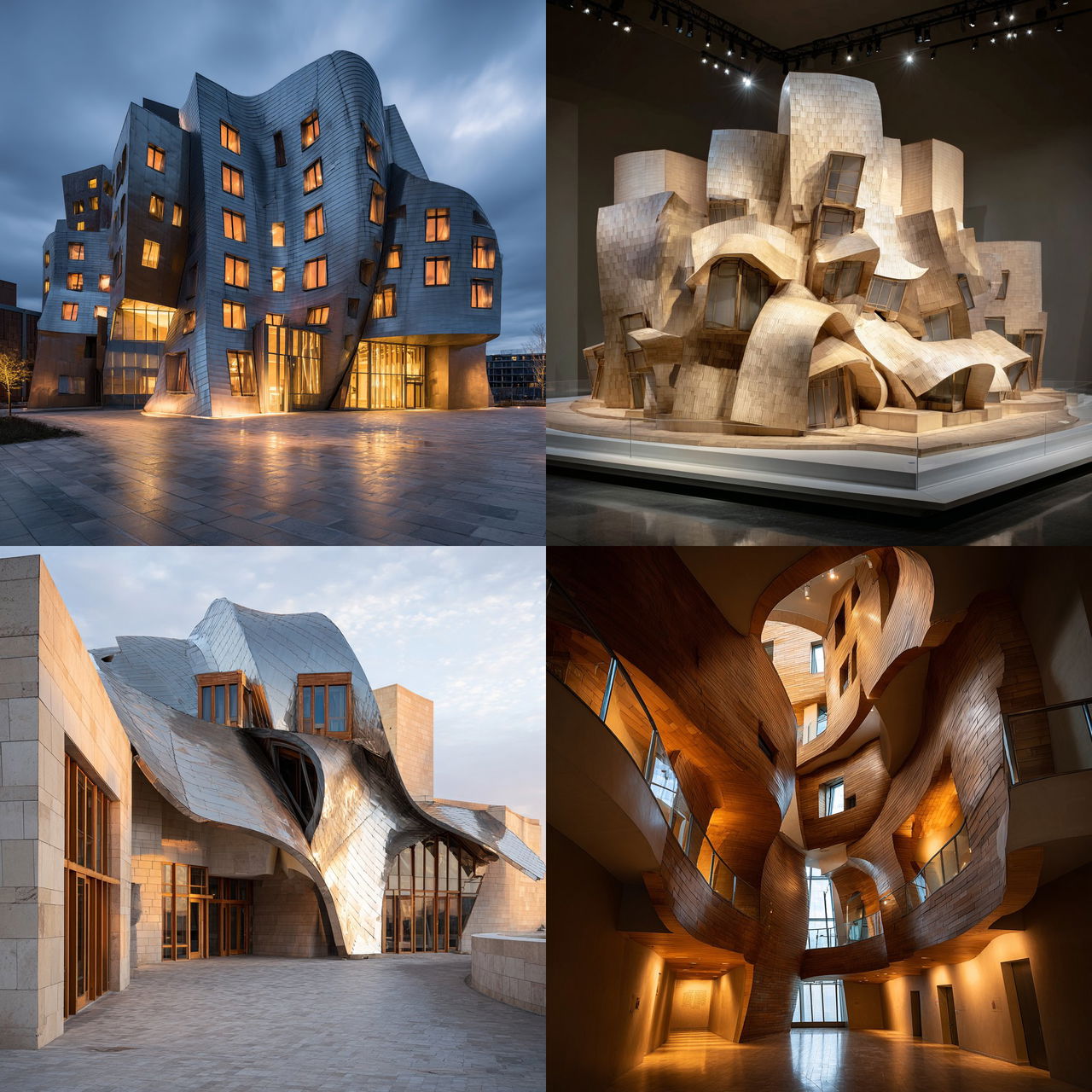 Frank Gehry style, Midjourney V7, render 1 of 4