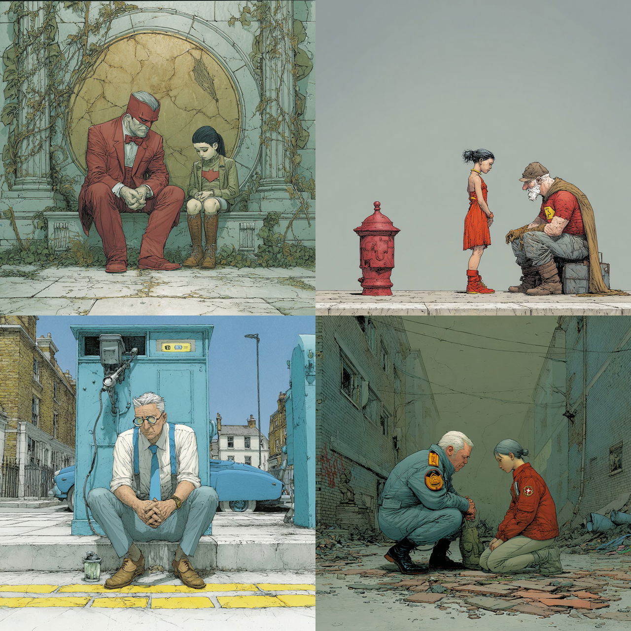 Frank Quitely style, Midjourney V7, render 1 of 4