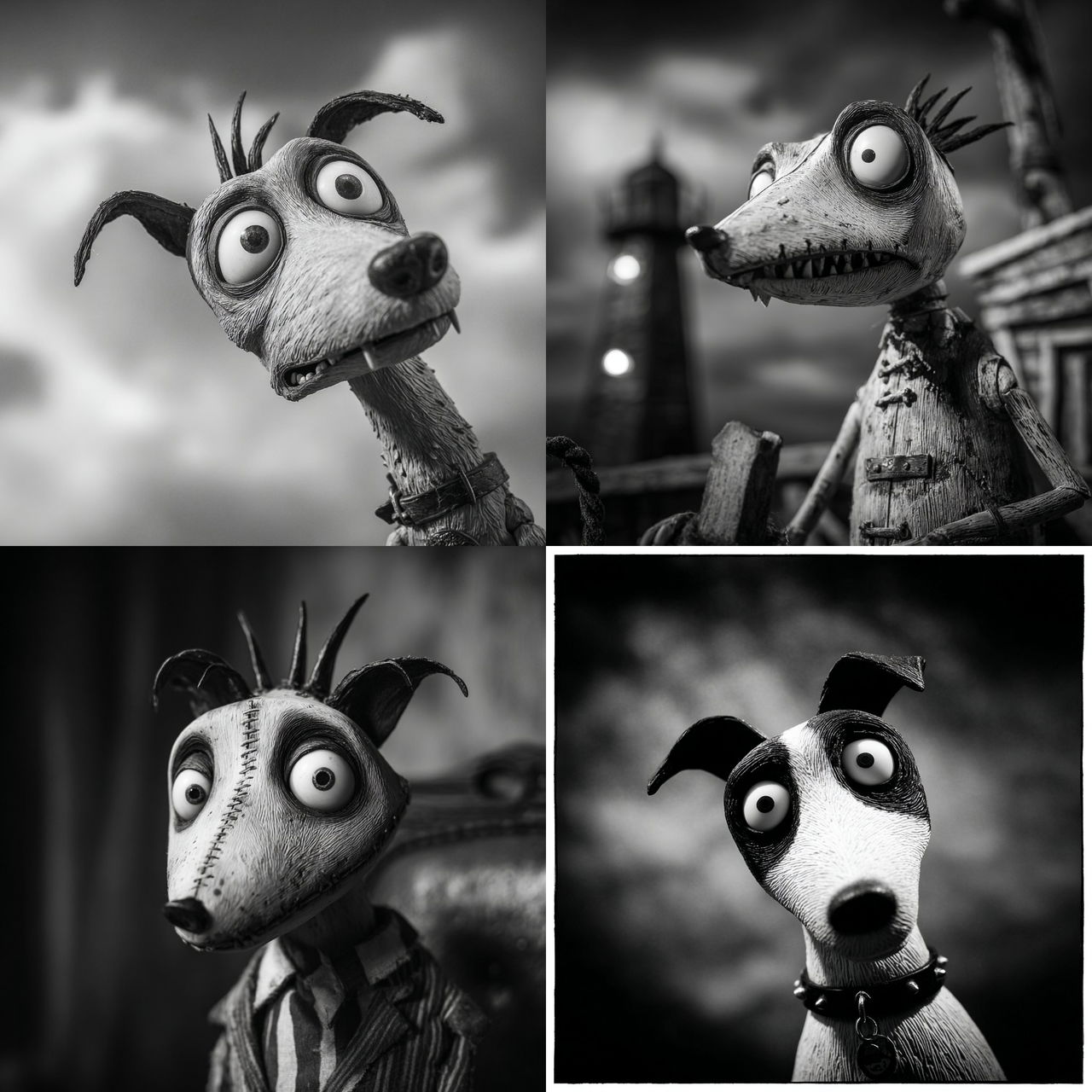 Frankenweenie style, Midjourney V7, render 1 of 4