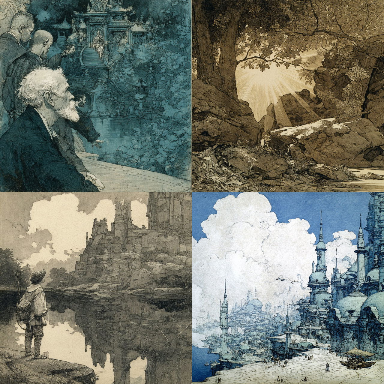 Franklin Booth style, Midjourney V7, render 1 of 4