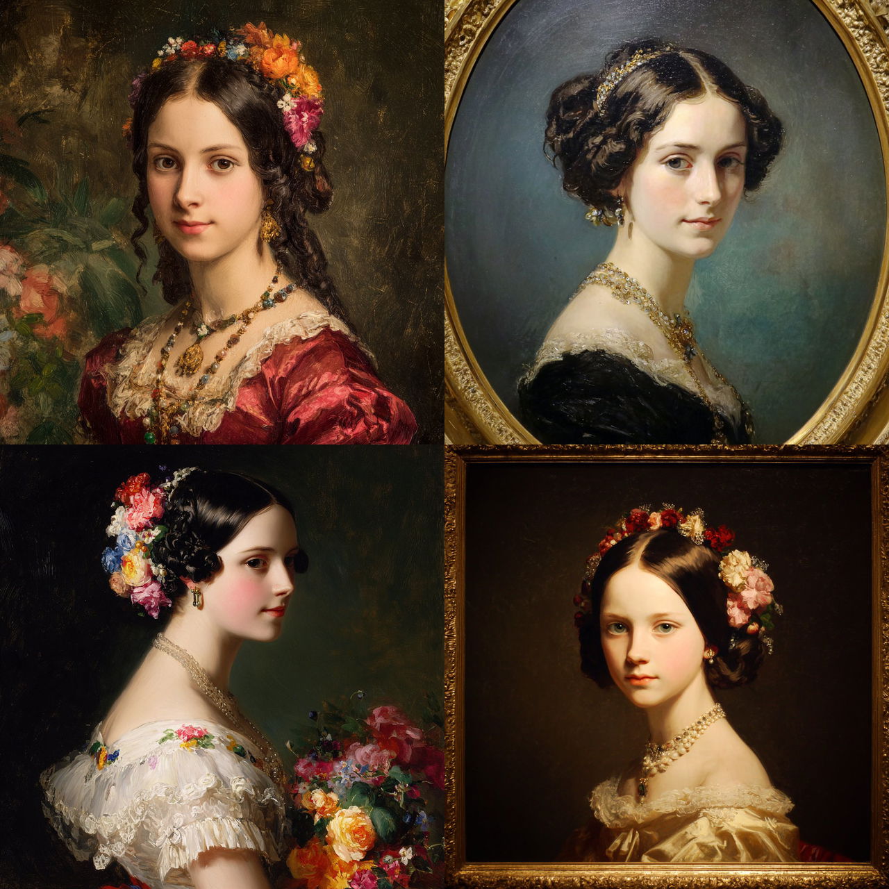 Franz Xaver Winterhalter style, Midjourney V7, render 1 of 4