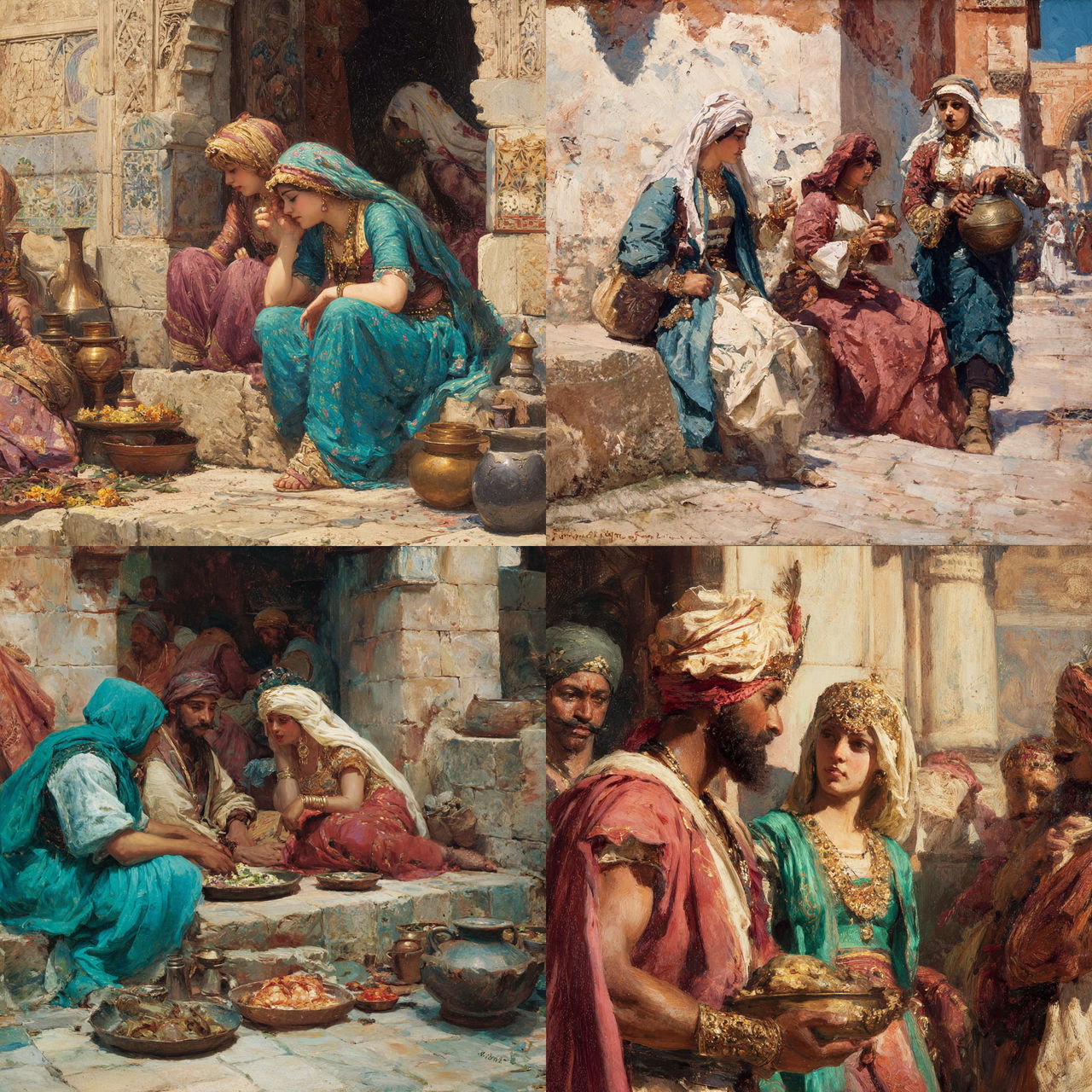 Frederick Arthur Bridgman style, Midjourney V7, render 1 of 4