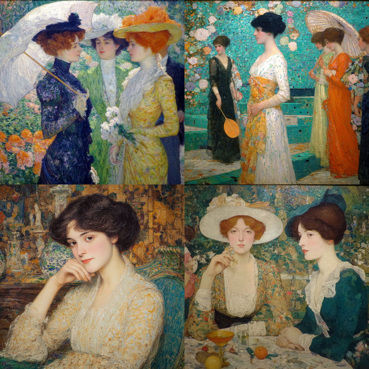 Frederick Carl Frieseke style, Midjourney V7, render 1 of 4