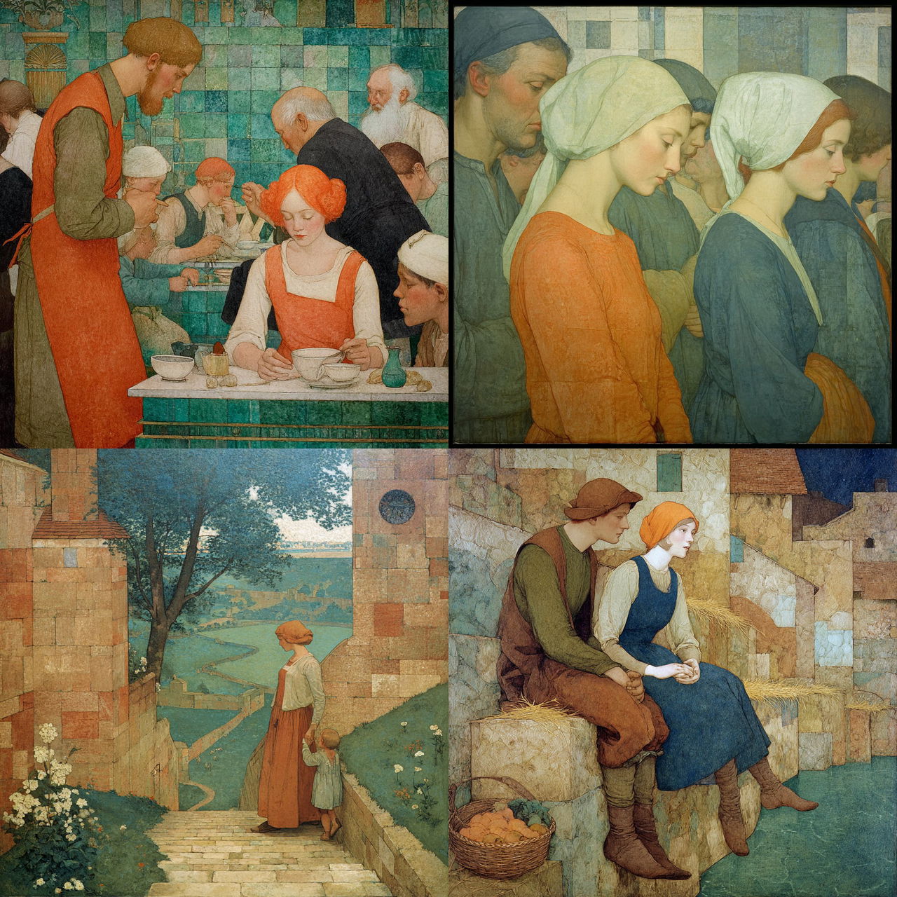 Frederick Cayley Robinson style, Midjourney V7, render 1 of 4