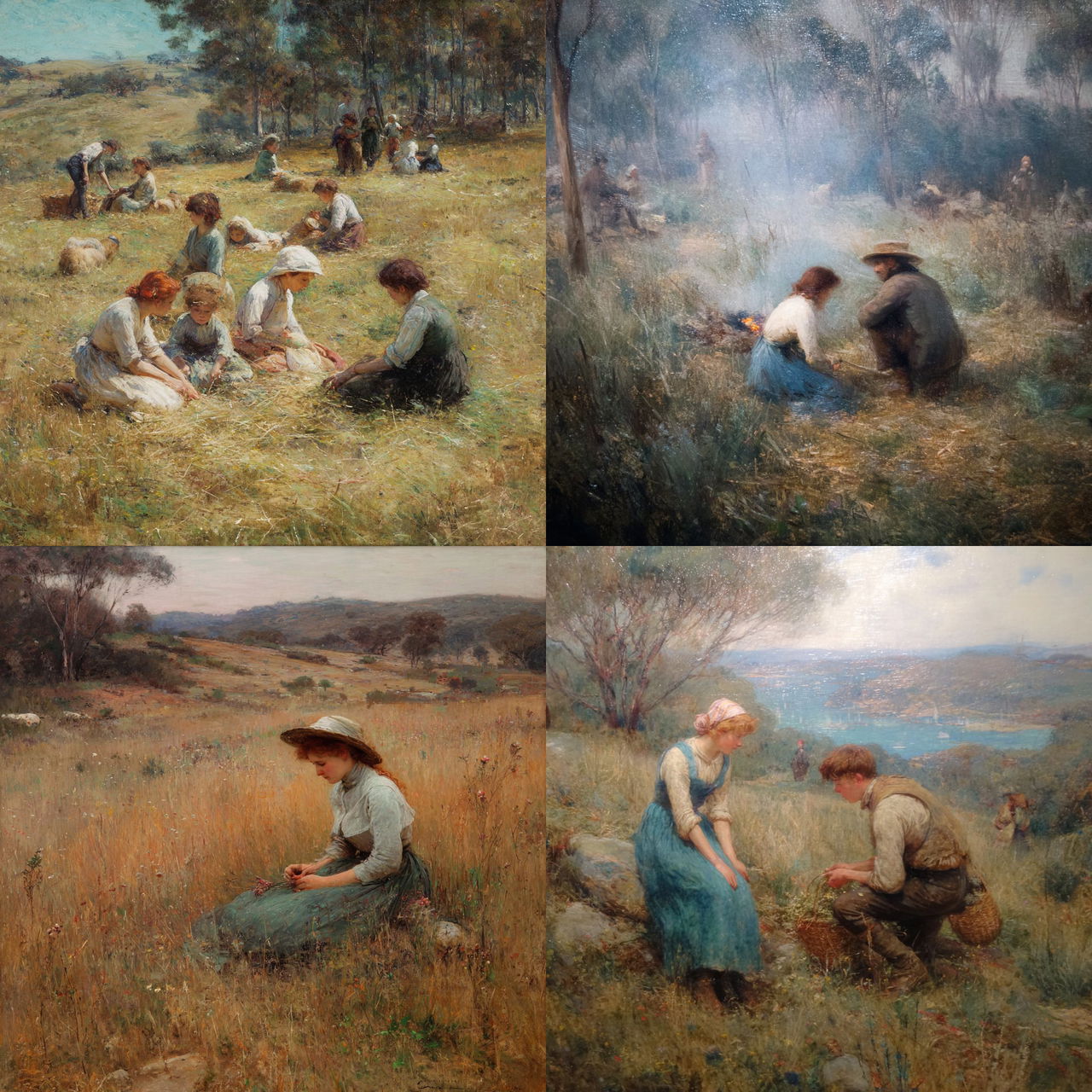 Frederick McCubbin style, Midjourney V7, render 1 of 4