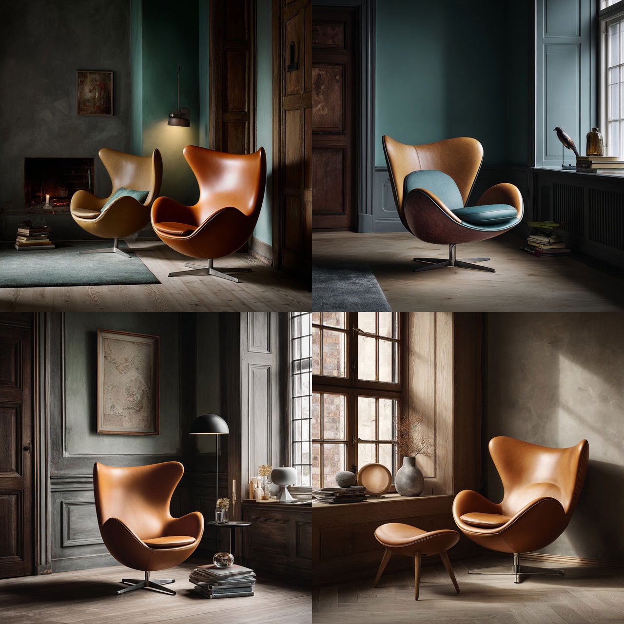 Fritz Hansen style, Midjourney V7, render 1 of 4