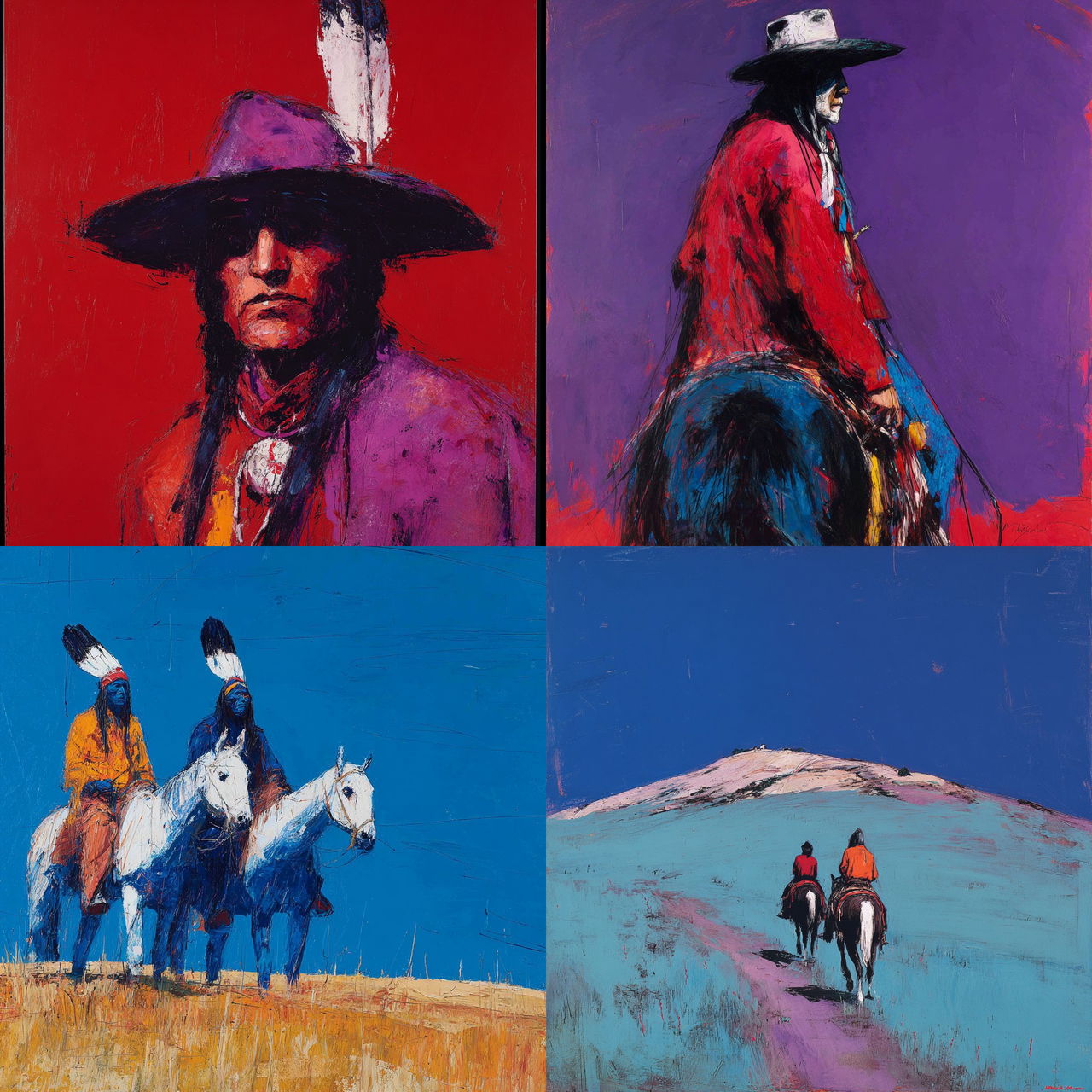 Fritz Scholder style, Midjourney V7, render 1 of 4