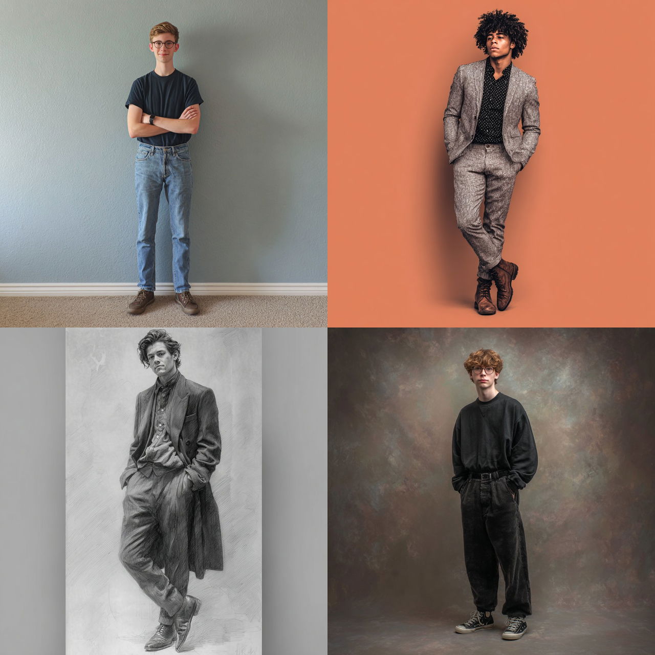 Full body height portrait style, Midjourney V7, render 1 of 4
