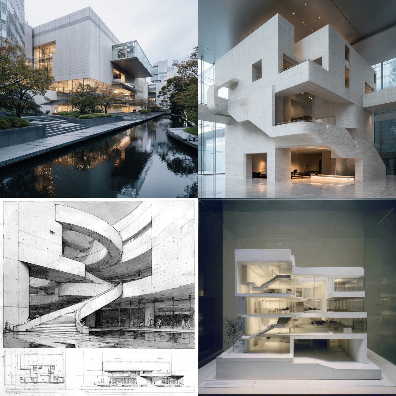 Fumihiko Maki style, Midjourney V7, render 1 of 4