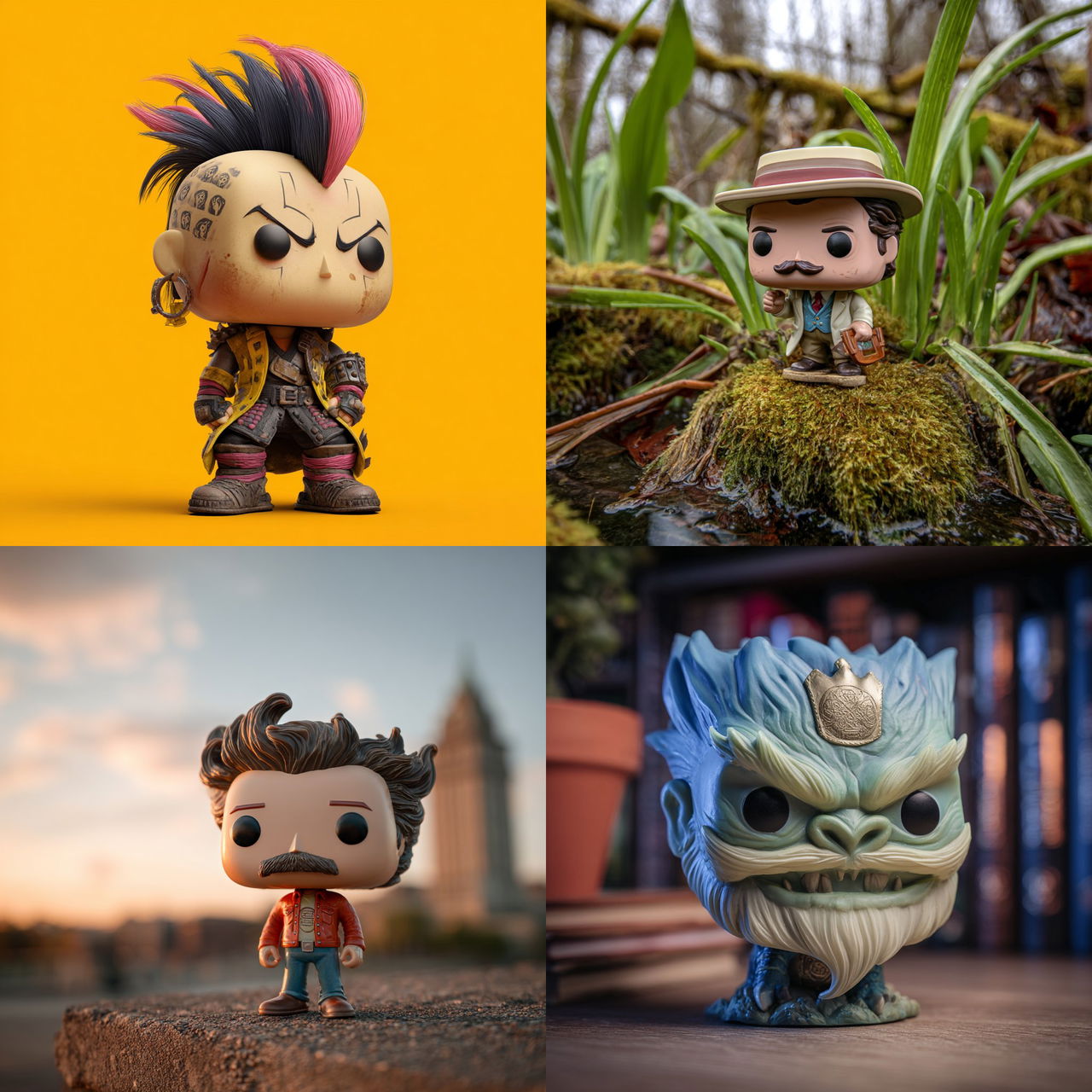 Funko Pop style, Midjourney V7, render 1 of 4