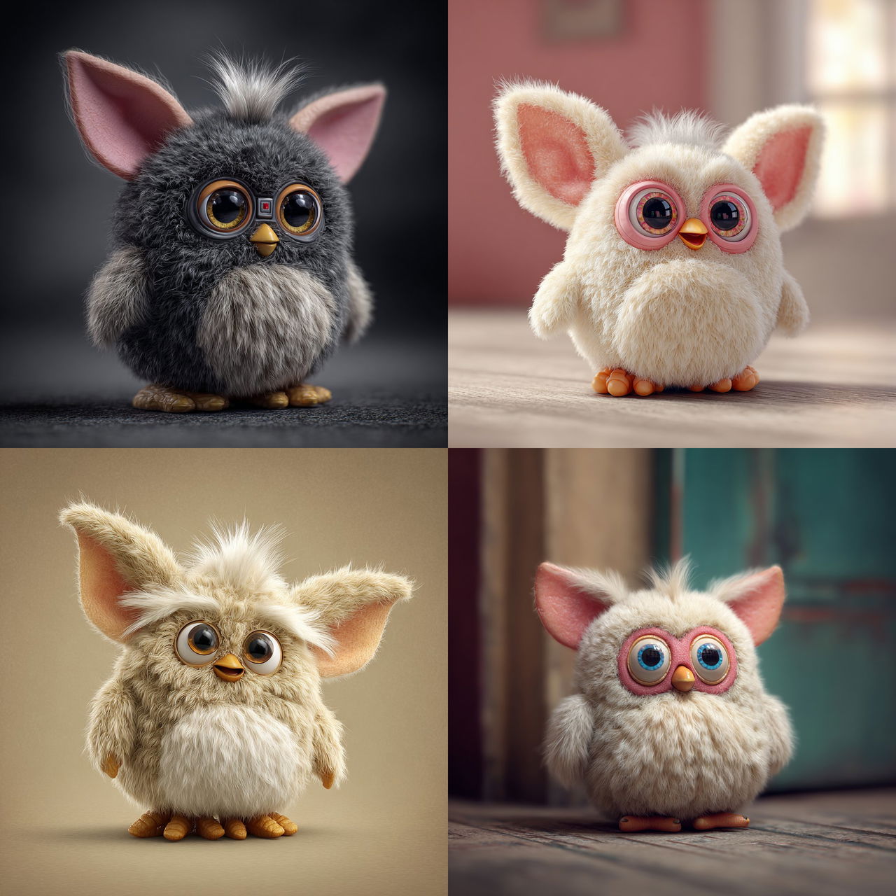 Furby style, Midjourney V7, render 1 of 4