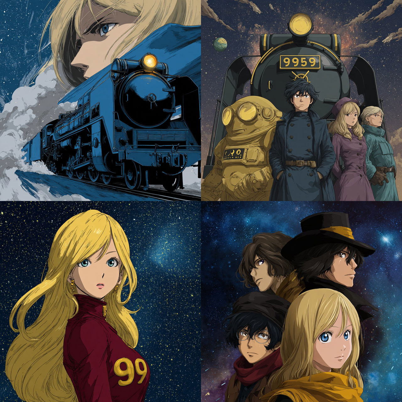 Galaxy Express 999 style, Midjourney V7, render 1 of 4