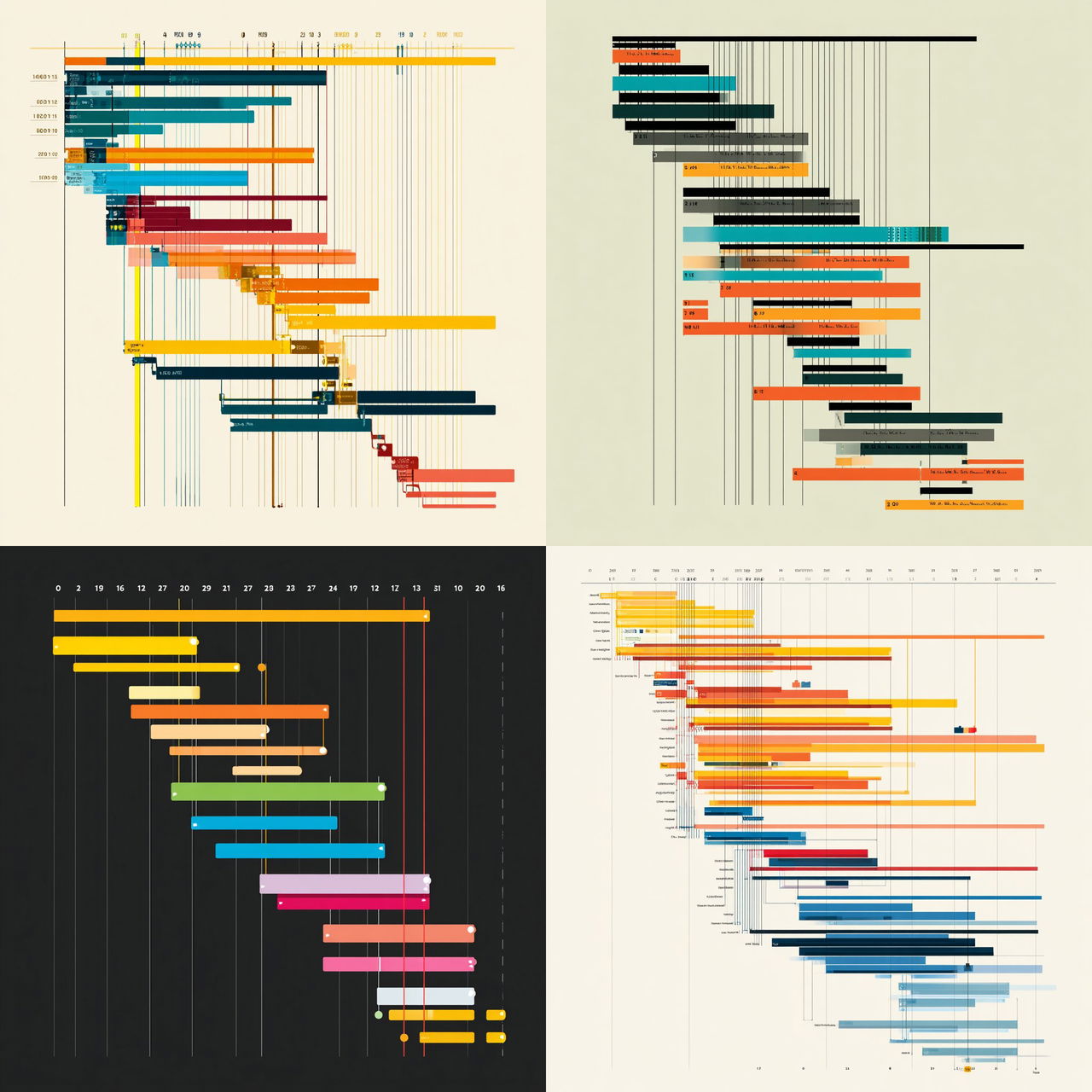 Gantt chart style, Midjourney V7, render 1 of 4