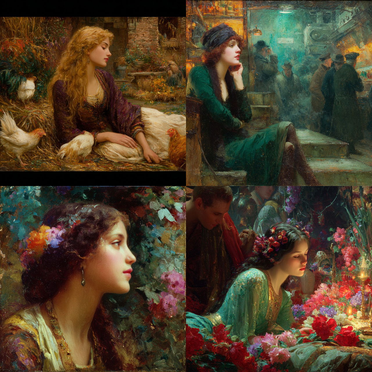 Gaston Bussiere style, Midjourney V7, render 1 of 4