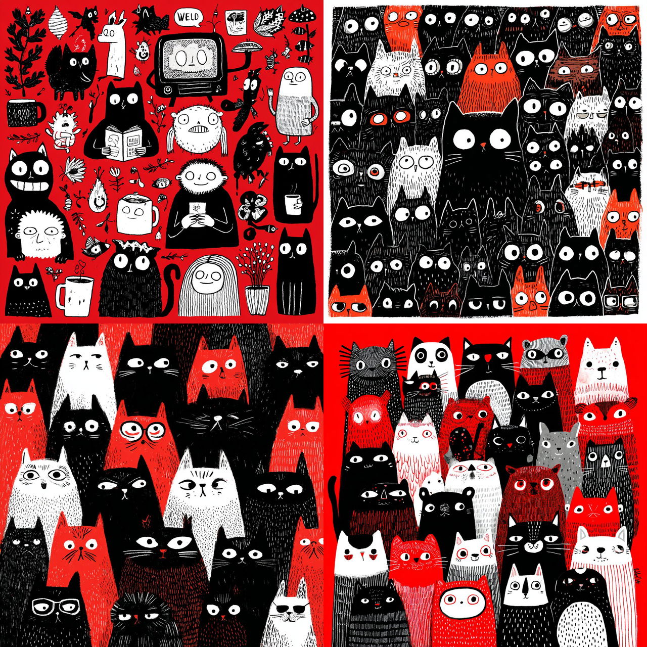 Gemma Correll style, Midjourney V7, render 1 of 4
