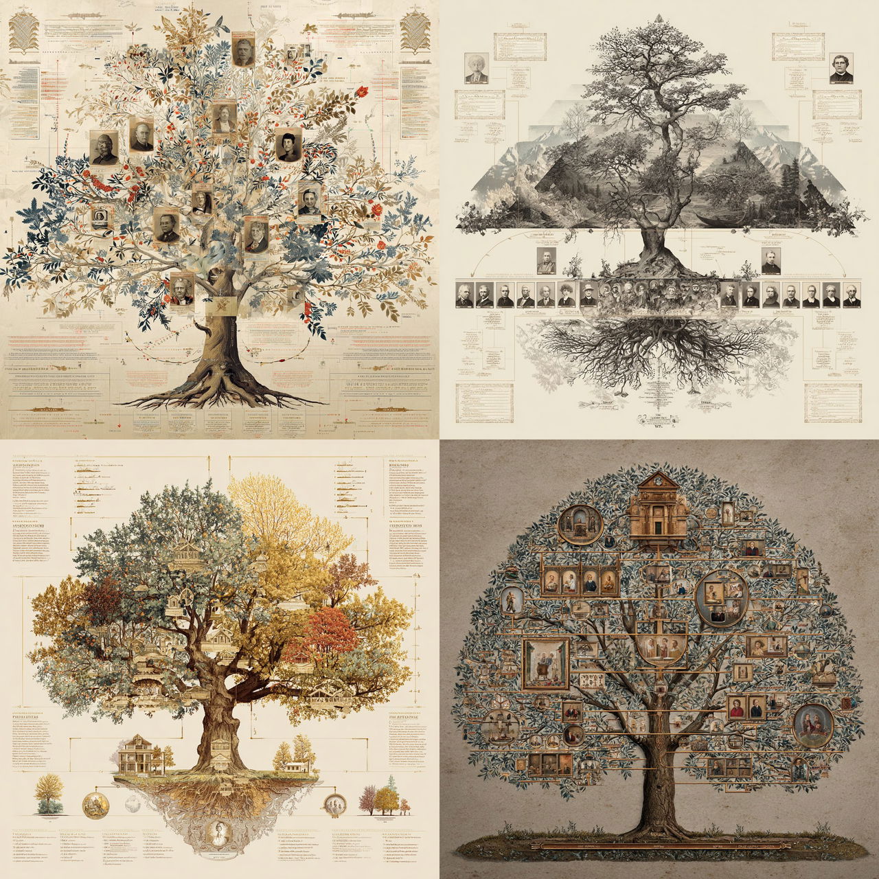 Genealogical tree style, Midjourney V7, render 1 of 4