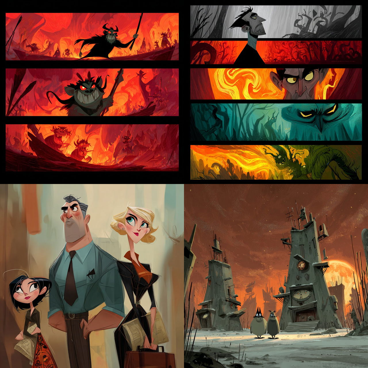 Genndy Tartakovsky style, Midjourney V7, render 1 of 4