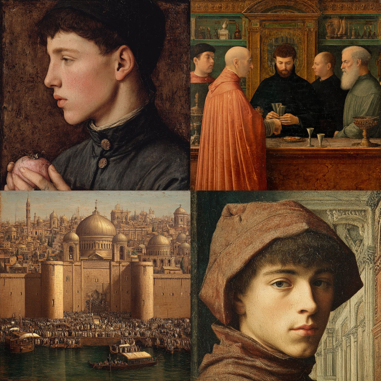 Gentile Bellini style, Midjourney V7, render 1 of 4