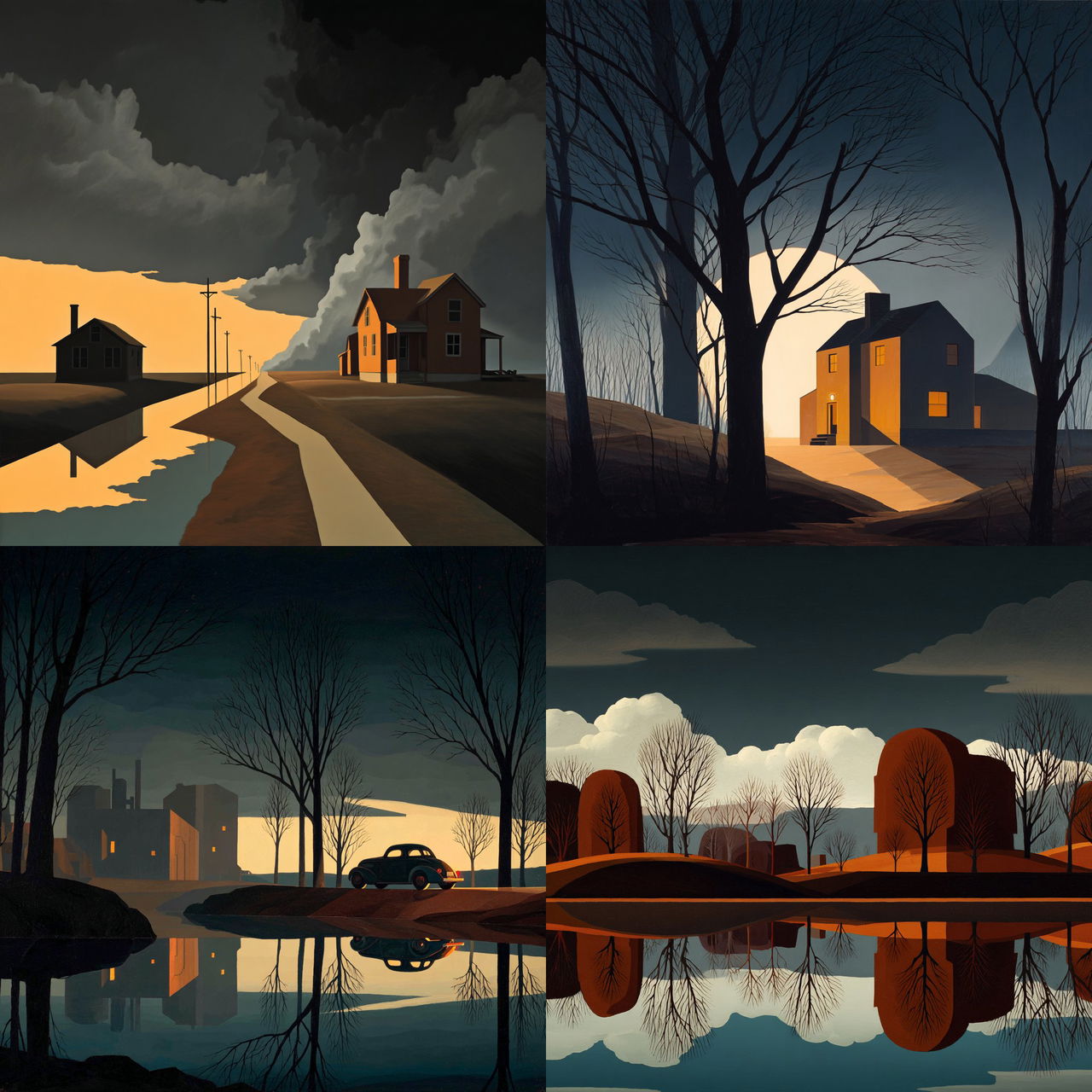 George Ault style, Midjourney V7, render 1 of 4